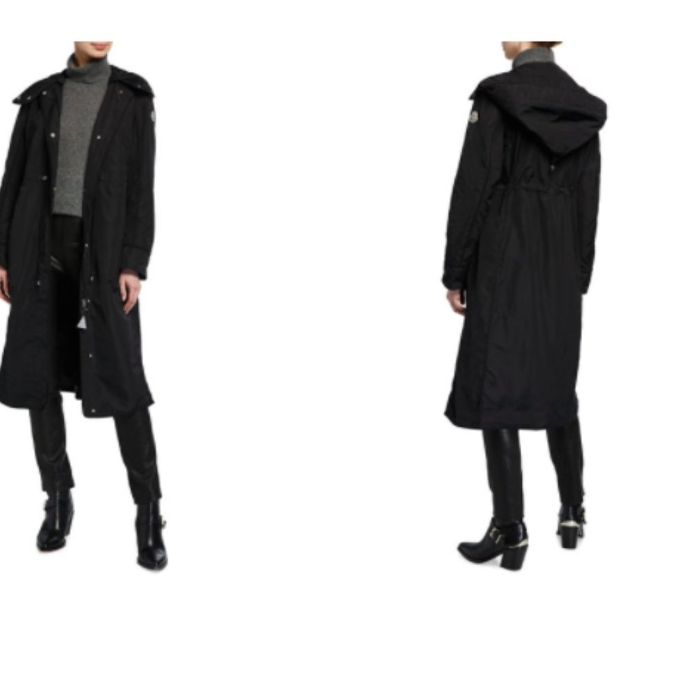 Moncler Aquilan Long Hooded Nylon Jacket